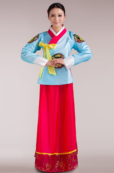 韩国民族服装，蓝色款